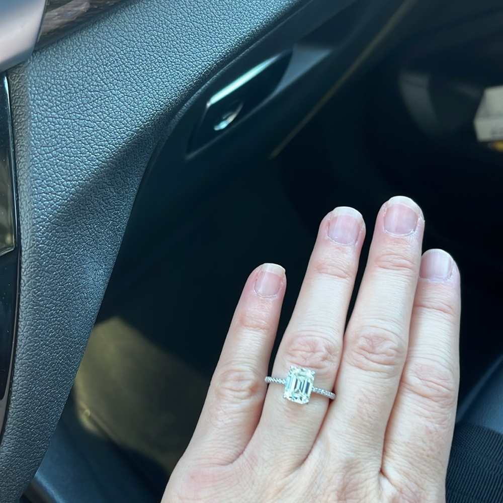 Silver Emerald Cut Ring with Moissanite 3 carat - Picture 5 of 5